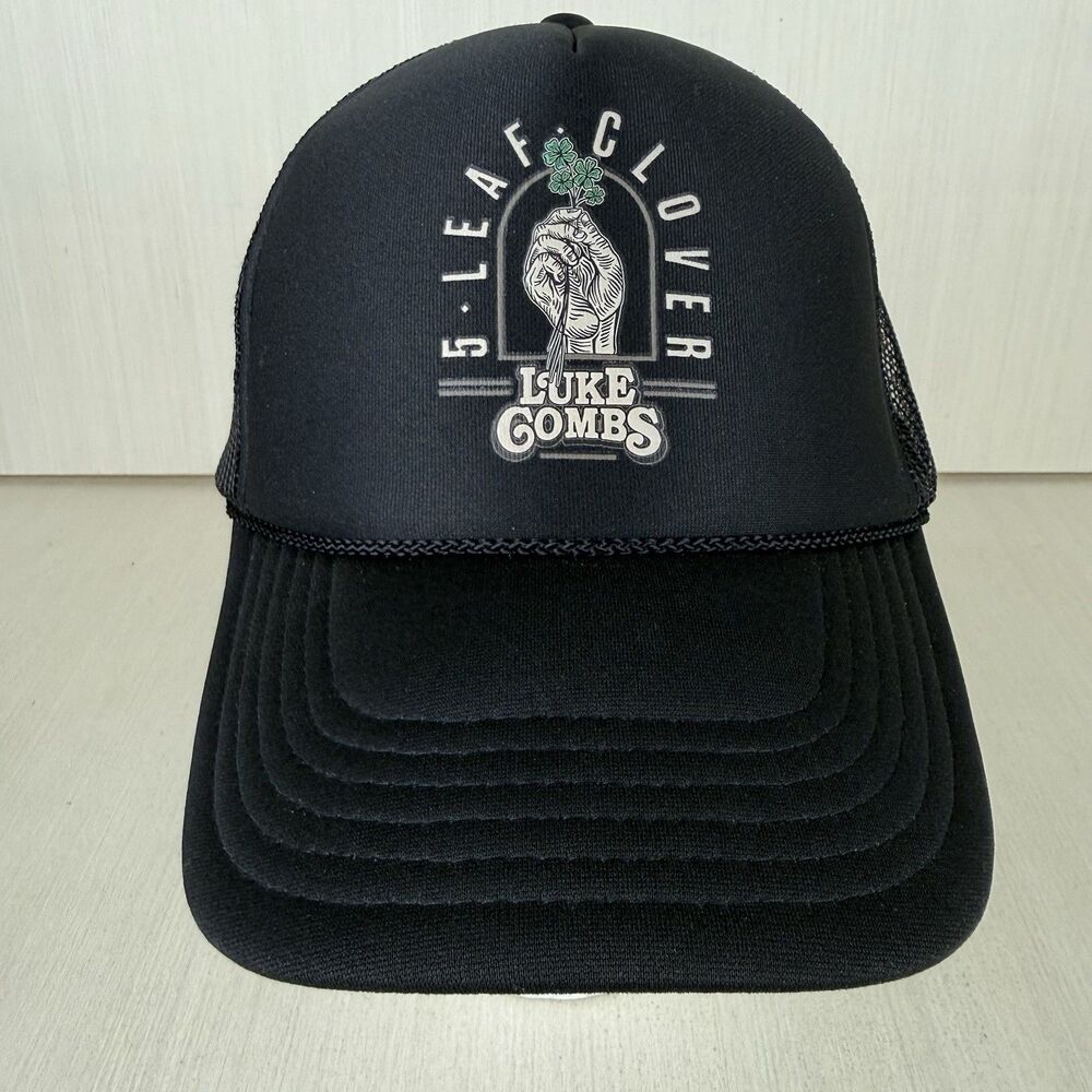 Otto Luke Combs Five Leaf Clover Hat Cap Mesh Trucker Snapback Black